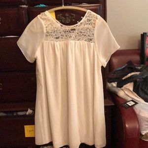 ASOS Petite babydoll dress- white w lace- NWT